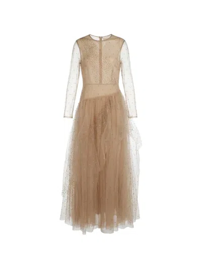 Valentino Ruffled Maxi Dress In Brown