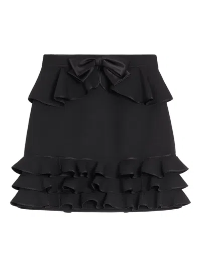 Valentino Ruffled Mini Skirt In Black