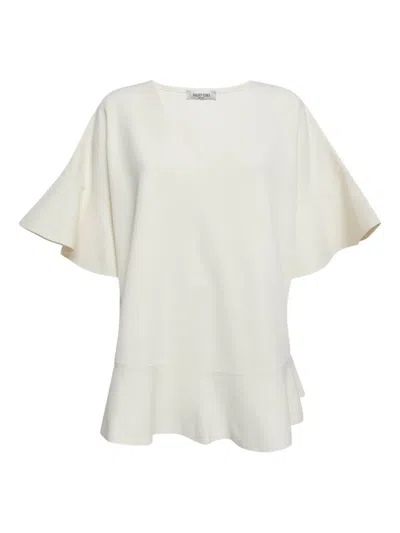 Pre-owned Valentino Ruffled Peplum Top In White