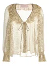 Valentino Lace-trimmed Ruffled Polka-dot Silk-chiffon Blouse