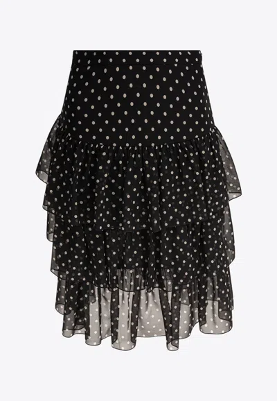VALENTINO RUFFLED POLKA-DOT MINI SKIRT