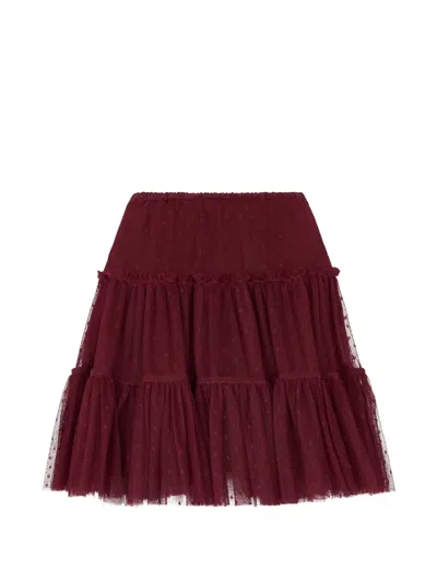 Valentino Ruffled Polka-dot Skirt In Red
