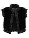 Valentino Ruffled Quilted Gilet In Black