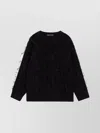 Valentino Ruffled Ribbed Texture Long Sleeve Jumper In Black