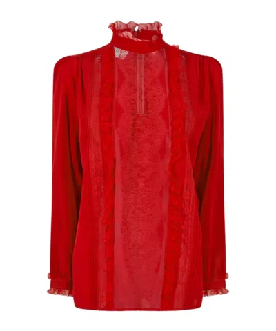 Valentino Ruffled Shirt In Red