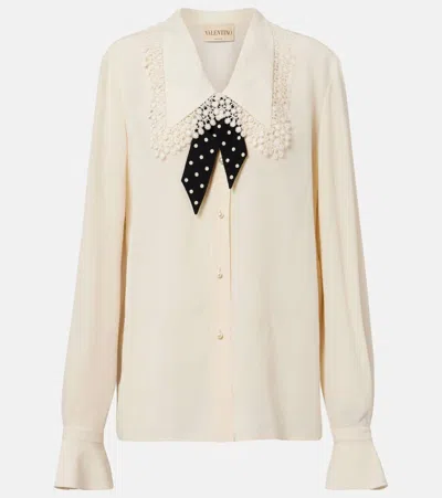 Valentino Ruffled Silk Crêpe De Chine Blouse In Pink