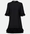 Valentino Garavani Ruffle Trim Crepe Couture Minidress In Black