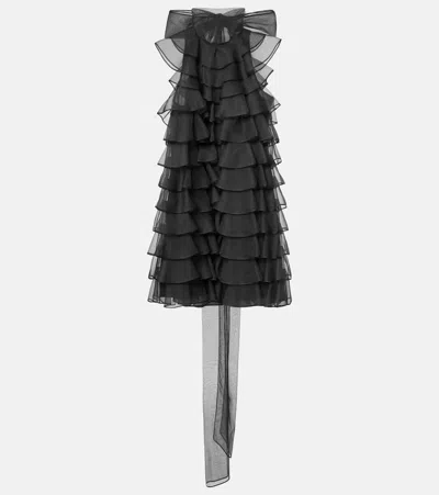 Valentino Ruffled Silk Organza Minidress In Black