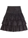 Valentino Ruffled Taffeta Skirt Woman Black 42 In Black