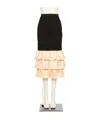 Valentino Panelled Midi Skirt In Black/birch