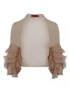 Valentino Ruffled-sleeve Jacket In Nude