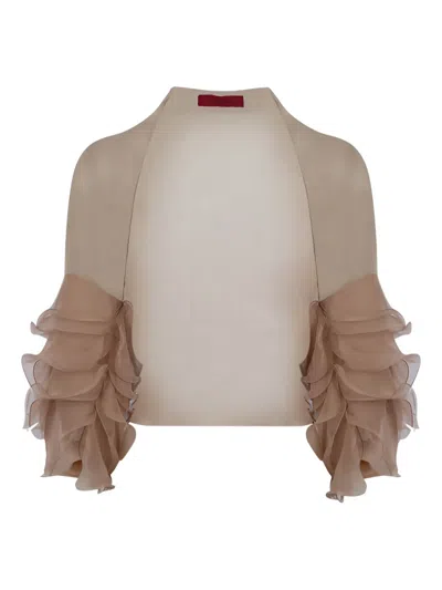 Valentino Ruffled-sleeve Jacket In Nude