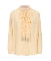 Valentino Silk Tasselled-pussybow Blouse In Beige
