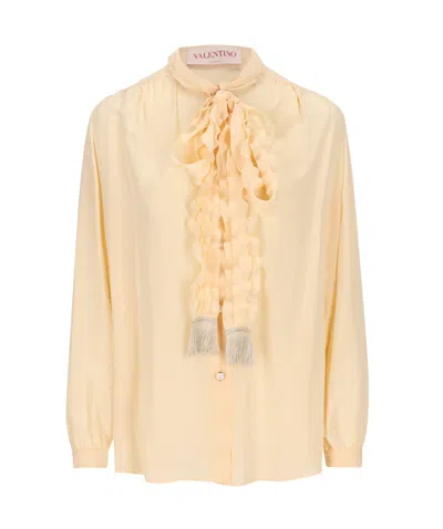 VALENTINO RUFFLED STRAIGHT HEM SHIRT