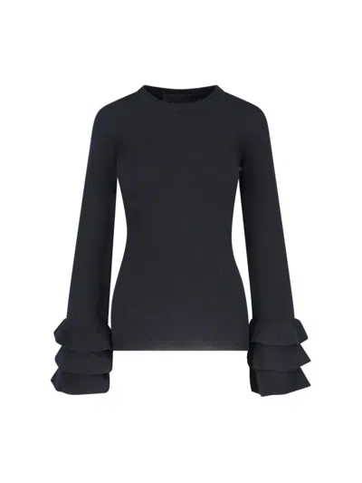 Valentino Ruffled Sweater In Black  