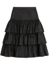 Valentino Ruffled Taffeta Skirt Woman Black 42 In Black