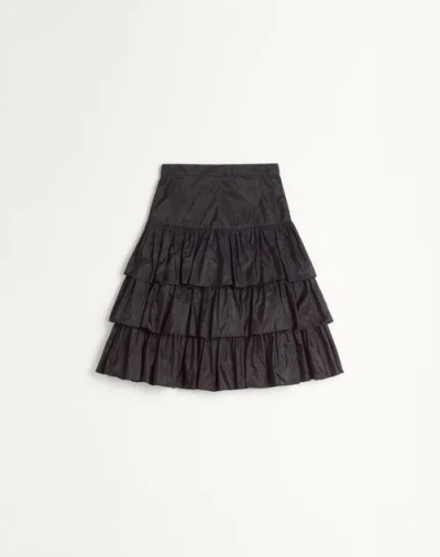 VALENTINO VALENTINO RUFFLED TAFFETA SKIRT WOMAN BLACK 42