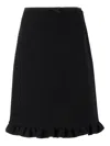 Valentino Ruffled Wool-blend Miniskirt In Black