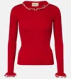 Valentino Ruffled Virgin Wool Sweater In Red