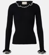 Valentino Ruffled Collar And Cuff Knit Sweater In Black