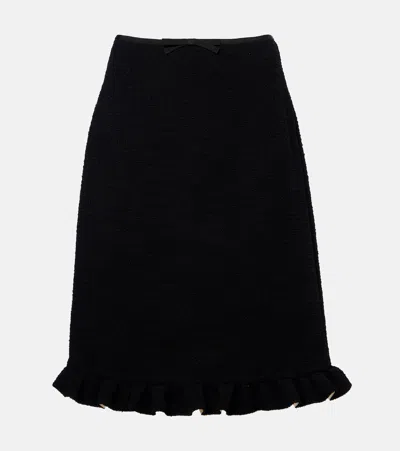 VALENTINO RUFFLED WOOL-BLEND MINISKIRT