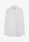 Valentino Ruffled Yoke Long-sleeved Shirt In White