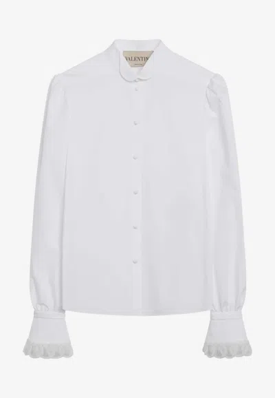 Valentino Ruffled-sleeves Buttoned Shirt In White