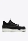 Valentino Garavani Hybrid Rainboot Leather Sneakers With Signature Branding In Black