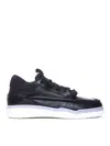 Valentino Garavani Hybrid Rainboot Leather Sneakers With Signature Branding In Negro