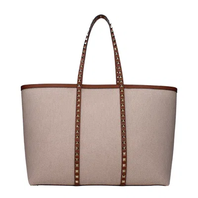 Valentino Garavani Women's Shoulder Bags Beige/tobacco Fabric In Neutral
