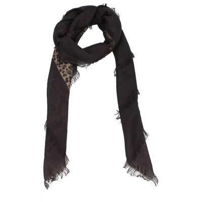 Valentino Garavani Leopard-print Cashmere Scarf In Brown