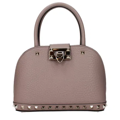 Valentino Garavani Women's Rockstud Handbags Pink Leather/powder Pink In Gray