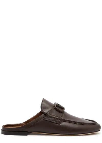 Valentino Garavani Sabot Leather Loafers In Brown