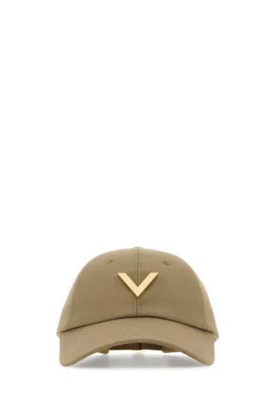 Valentino Garavani Beige Stretch Cotton Baseball Cap In Green
