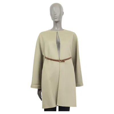 Pre-owned Valentino Sage Green Wool Blend Belted Coat Jacket 42 M