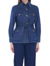 Valentino Denim Safari Jacket In Blu