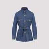 Valentino Denim Safari Jacket In Medium Blue Denim