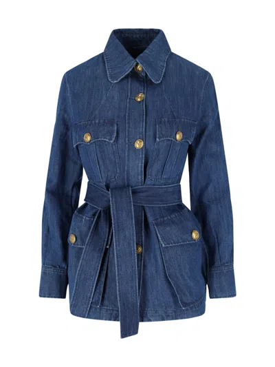 Valentino Sahariana Denim Jacket In Blue