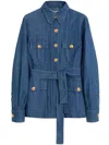 Valentino Denim Safari Jacket In Blue