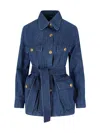 Valentino Denim Safari Jacket In Blue