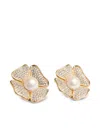 Valentino San Fin Metal Earrings With Swarovski® Crystals And Pearls In Gold