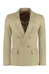 VALENTINO SAND-COLORED DOUBLE-BREASTED COTTON JACKET FOR MEN