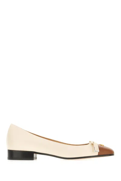 Valentino Garavani Sand Leather Ballerinas In Neutral