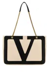 Valentino Garavani Garavani Viva Superstar Medium Nappa Leather Shopping Bag Woman Butter/black Uni In White