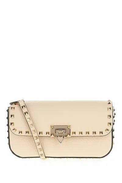 Valentino Garavani Leather Rockstud Crossbody Bag In White