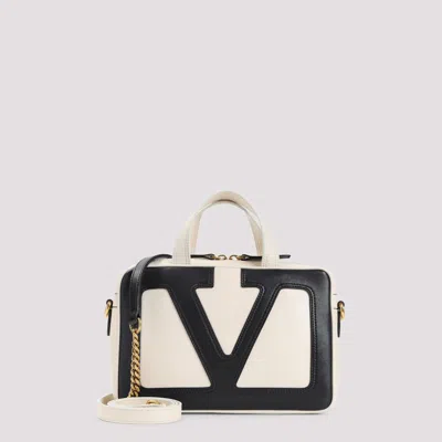 Valentino Garavani Sand Nappa Leather Viva Superstar Handbag In Butter White Nero