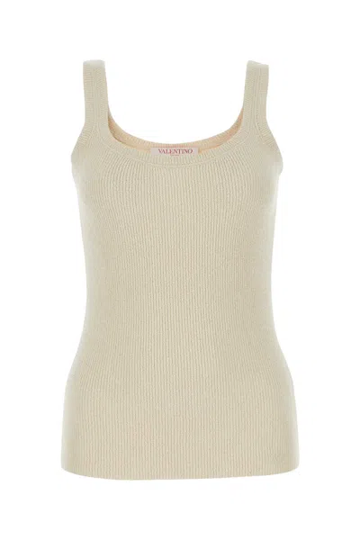 Valentino Garavani Sand Silk Tank Top In Neutral