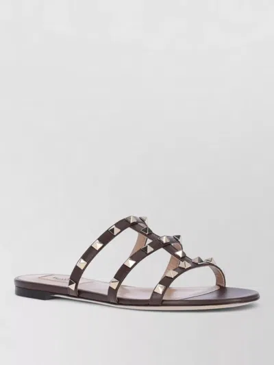 Valentino Garavani Sandal Flat Sole Open Toe Studded Straps In Multi