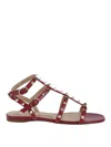 Valentino Rockstud Caged Leather Ankle Strap Sandal In Multi