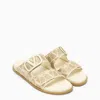 Valentino Sandalo Flat In Rafia Sintetica A Motivo Toile Iconographe Sandals